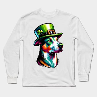 Portuguese Podengo in Saint Patrick's Day Attire Long Sleeve T-Shirt